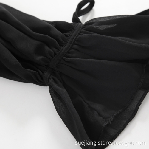 Losse off-shoulder vakantiedop met lange mouwen